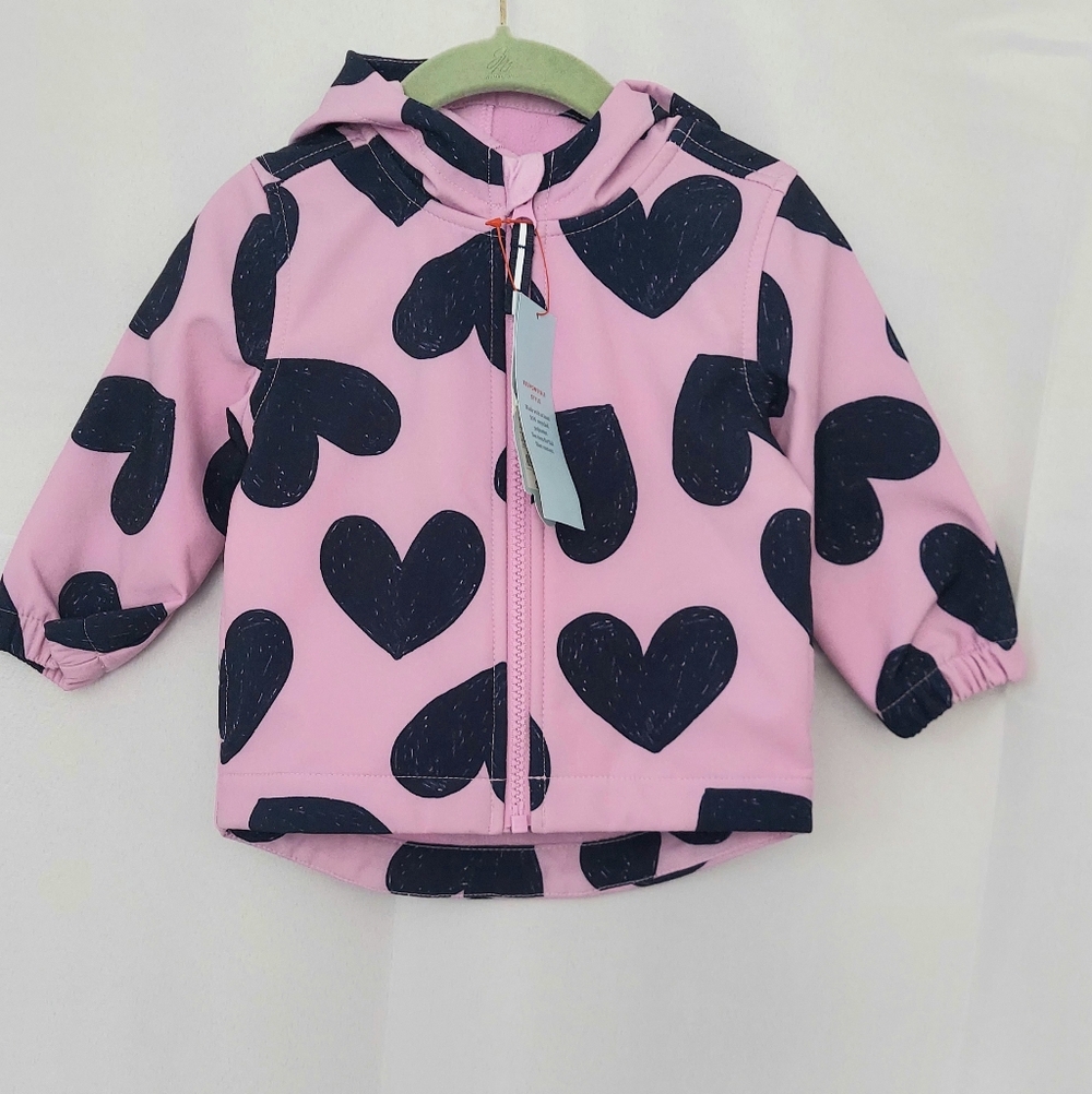 Cat & Jack Pink & Navy Blue Hooded Raincoat Baby Girls Size 12Month Girlhoodcore - Picture 9 of 9